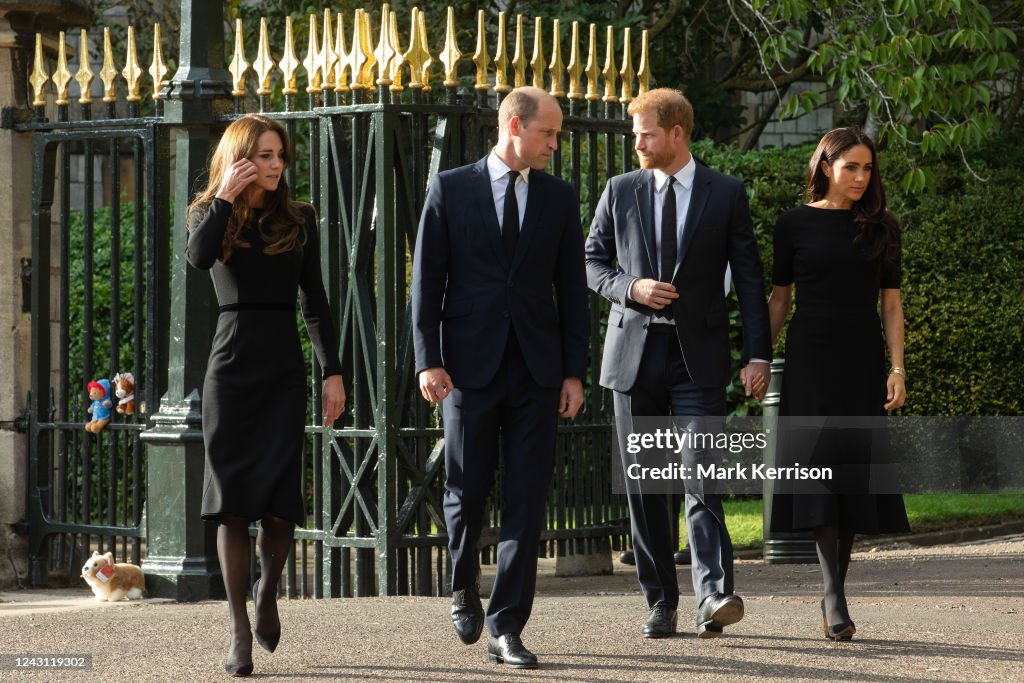 Prince and Princess of Wales And Duke And Duchess Of Sussex Walkabout Outside Windsor Castle Windsor