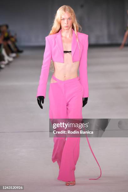 Model walks the runway at the Prabal Gurung fashion show at the United Nations Plaza on September 10 in New York, New York.