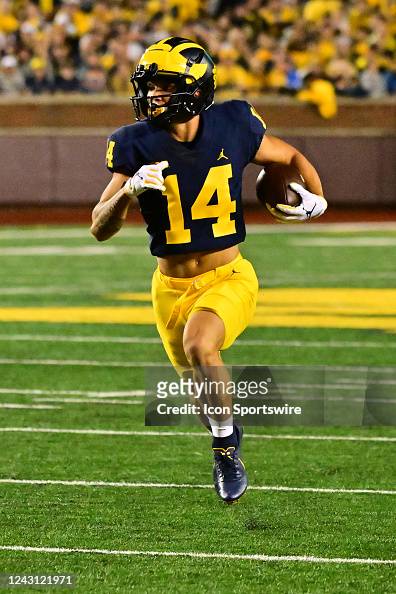 Michigan Wolverines wide receiver Roman Wilson catches a long pass ...