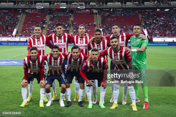 Players of Chivas pose for photos prior the 14th round match between Chivas and Puebla as part of the Torneo Apertura 2022 Liga MX at Akron Stadium...