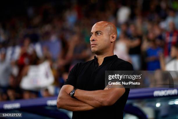 Mehdi Nafti head coach of Levante UD looks on prior to the LaLiga SmartBank match between Levante UD and Villarreal CF B at Estadi Ciutat de...