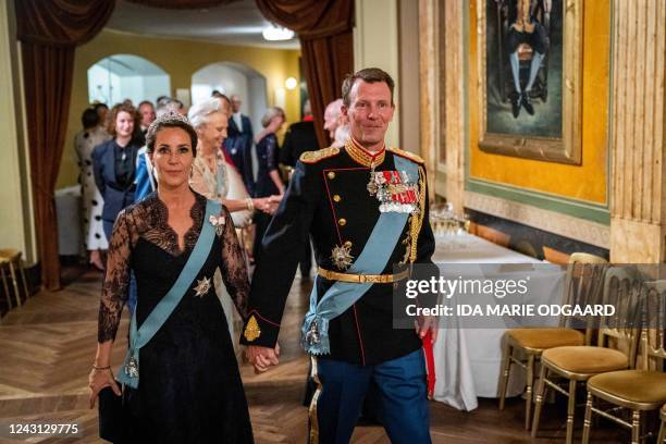 Prince Joachim of Denmark and Princess Marie of Denmark attend the 50th anniversary of Danish Queen Margrethe II's accession to the throne, at the...