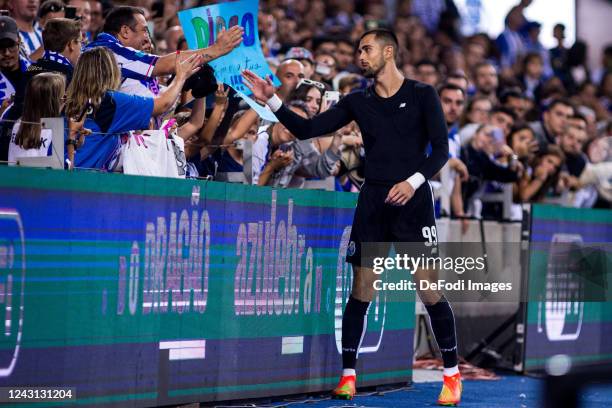 Diogo Costa of FC Porto gestures after match during the Liga Portugal Bwin match between FC Porto and GD Chaves at Estadio do Dragao on September 10,...