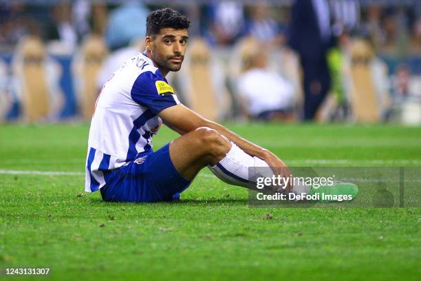 Mehdi Taremi of FC Porto gestures during the Liga Portugal Bwin match between FC Porto and GD Chaves at Estadio do Dragao on September 10, 2022 in...