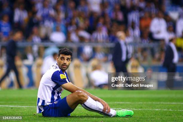 Mehdi Taremi of FC Porto gestures during the Liga Portugal Bwin match between FC Porto and GD Chaves at Estadio do Dragao on September 10, 2022 in...