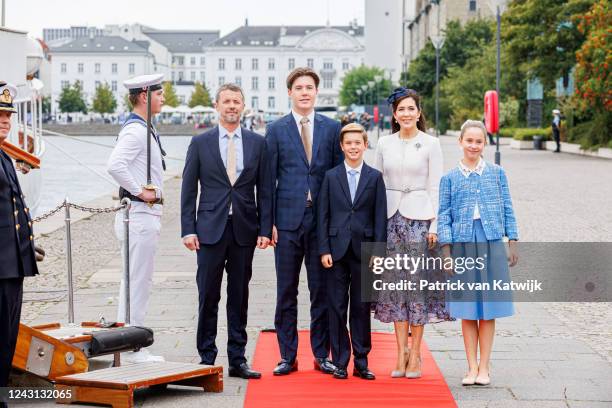 September 11: L-R Crown Prince Frederik of Denmark, Prince Christian of Denmark, Crown Princess Mary of Denmark, Prince Vincent of Denmark and...