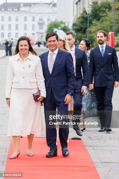 September 11: Princess Alexia of Greece and Carlos Morales Quintana arrive at the Royal yaught Dannebrog for a lunch during the 50 years anniversary...