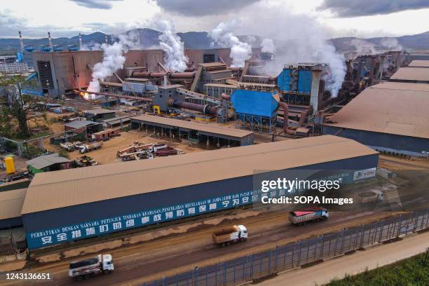 Nickel smelter furnace activity in the industrial area of Morosi sub-district, Konawe. A smelter company in Morosi sub-district, Konawe, Southeast...