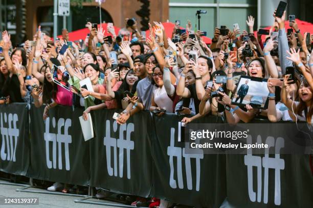 Toronto, Ont. Fans cheer for the cast of Glass Onion before the movies premiere during the 2022 Toronto International Film Festival, on Saturday,...