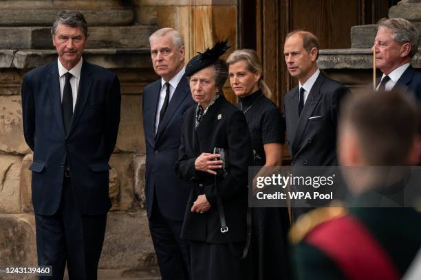 Vice Admiral Timothy Laurence, Britain's Prince Andrew, Duke of York, Britain's Princess Anne, Princess Royal, Britain's Sophie, Countess of Wessex...