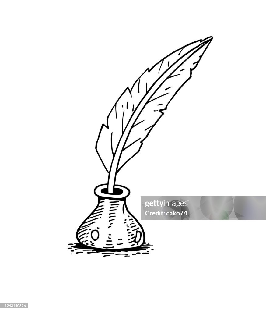 Feather Pen And Ink Bottle High-Res Vector Graphic - Getty Images