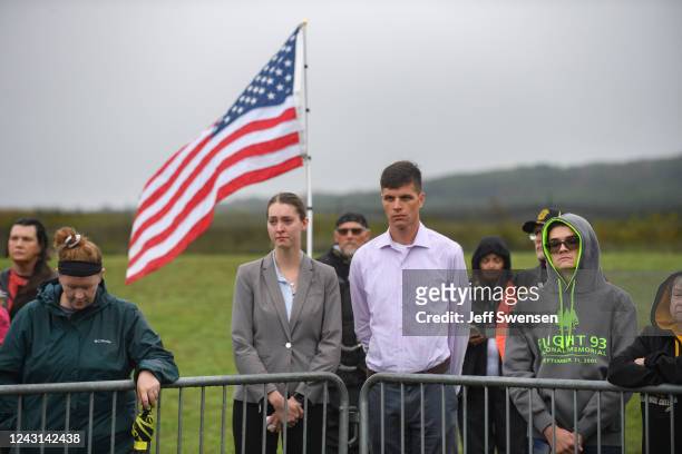 Visitors listen to speakers, including U.S. First lady Dr. Jill Biden and U.S. Secretary of the Interior Deb Haaland, during a ceremony commemorating...