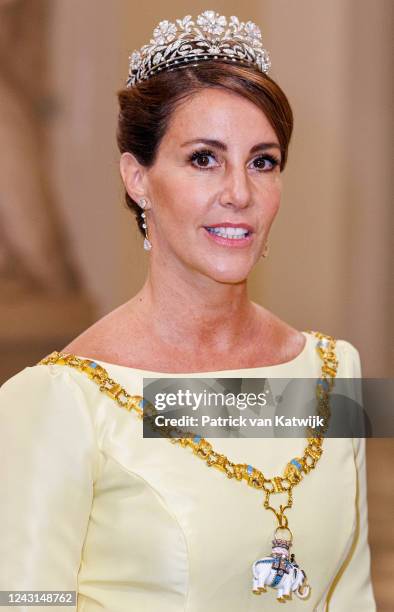 September 11: Princess Marie of Denmark at Christiansborg palace for the gala diner during the 50 years anniversary of Her Queen Margrethe II of...