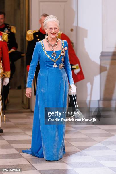 September 11: Queen Margrethe of Denmark at Christiansborg palace for the gala diner during the 50 years anniversary of Her Queen Margrethe II of...