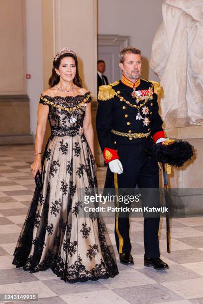 September 11: Crown Prince Frederik of Denmark and Crown Princess Mary of Denmark at Christiansborg palace for the gala diner during the 50 years...