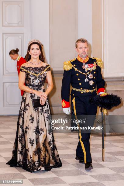 September 11: Crown Prince Frederik of Denmark and Crown Princess Mary of Denmark at Christiansborg palace for the gala diner during the 50 years...