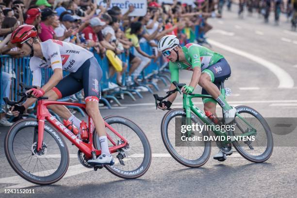 Danish Mads Pedersen of Trek-Segafredo pictured in action during the final stage of the 2022 edition of the 'Vuelta a Espana', Tour of Spain cycling...