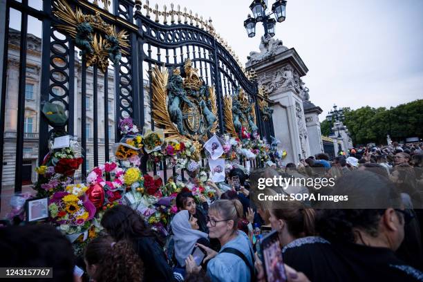 Hundreds of people crowded outside Buckingham Palace's gate to pay tribute to Queen Elizabeth II. Crowds of mourners and well wishers from all over...