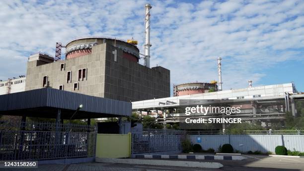 This photo taken on September 11, 2022 shows a general view of the Zaporizhzhia Nuclear Power Plant in Enerhodar , Zaporizhzhia Oblast, amid the...