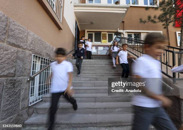 Students are seen on the first day of the new academic year at Bahcelievler Nebahat Keskin Primary School in Ankara, Turkiye on September 12, 2022.