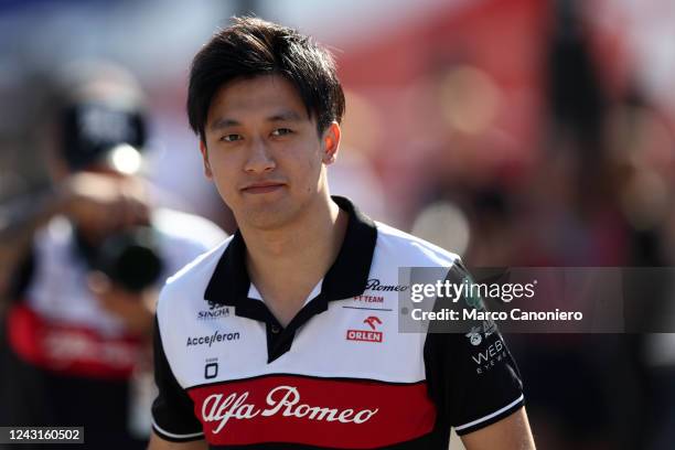 Guanyu Zhou of Alfa Romeo F1 Team in the paddock before the F1 Grand Prix of Italy,.
