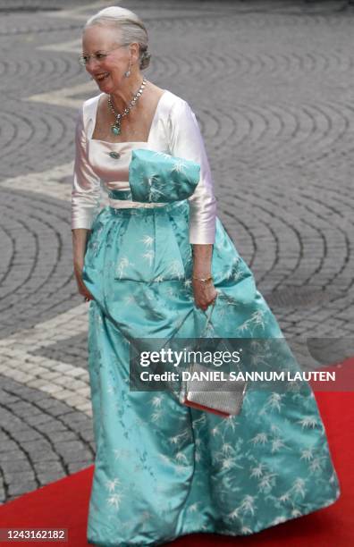 Queen Margrethe II of Denmark arrives for a gala performance at the Stockholm Concert Hall in Stockholm on June 18, 2010. Sweden's Crown Princess...