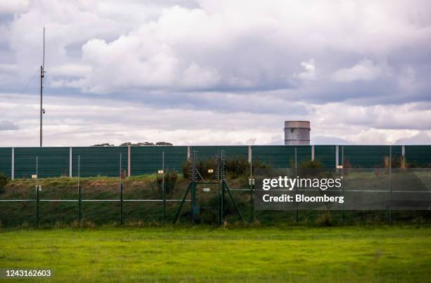 Security fencing surrounds the Cuadrilla Resources Ltd. Exploration gas well site on Preston New Road near Blackpool, UK, on Saturday, Sept. 10,...