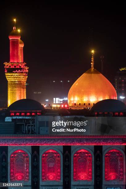View of the holy shrine of Imam Hussein during the commemoration of Arbain in the holy city of Karbala, September 11, 2022. Arbain walking is a...