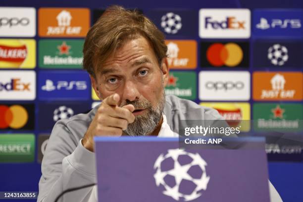 Liverpool FC coach Jurgen Klopp during the press conference ahead of the Champions League match against Ajax Amsterdam at Anfield on September 12,...