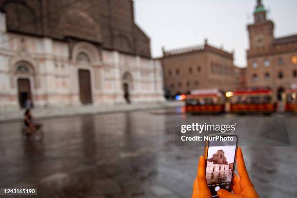 General view of Piazza Maggiore in Bologna in September 2022