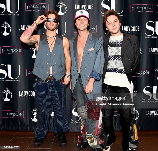 Drew Chadwick, Wesley Stromberg and Keaton Stromberg of Emblem3 attend NYC: Supermodels Unlimited Magazine presents The Supermodel Project at NYFW on...