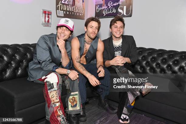Wesley Stromberg, Drew Chadwick and Keaton Stromberg of Emblem3 attend NYC: Supermodels Unlimited Magazine presents The Supermodel Project at NYFW on...
