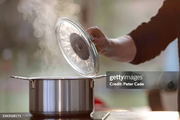 boiling pan on hob - electric stove burner ストックフォトと画像