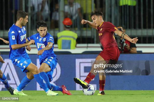 Paulo Exequiel Dybala of AS Roma in action during the Serie A match between Empoli FC and AS Roma at Stadio Carlo Castellani on September 12, 2022 in...