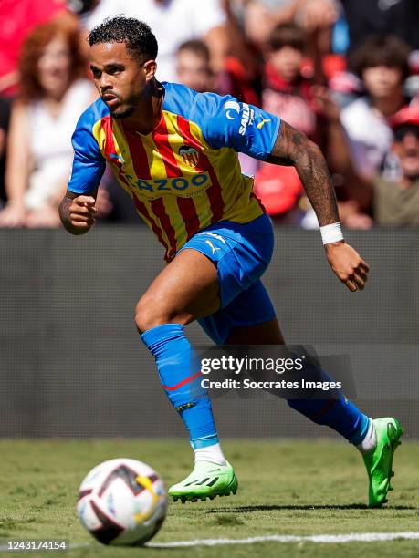 Justin Kluivert of Valencia during the La Liga Santander match between Rayo Vallecano v Valencia at the Campo de Futbol de Vallecas on September 10,...