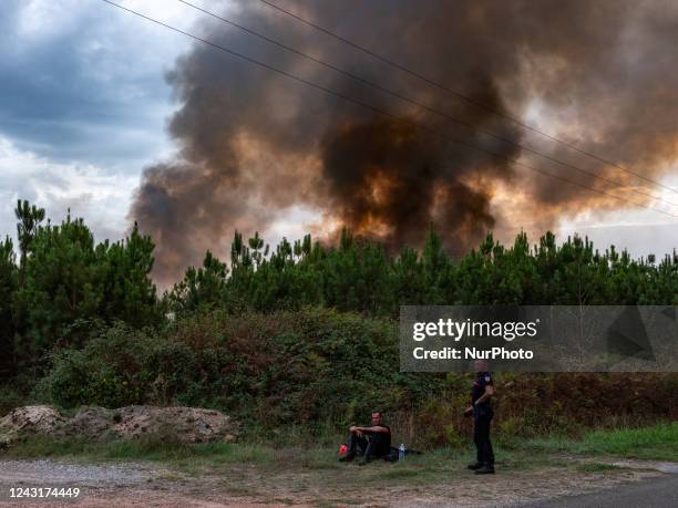 Forest fire in Herm, south west of France, on September 12, 2022.