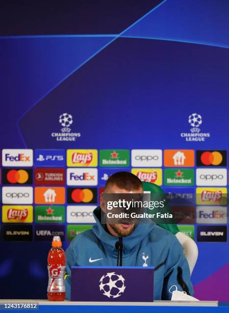 Eric Dier of Tottenham Hotspur FC during a press conference ahead of tomorrow’s UEFA Champions League match against Sporting CP at Estadio Jose...