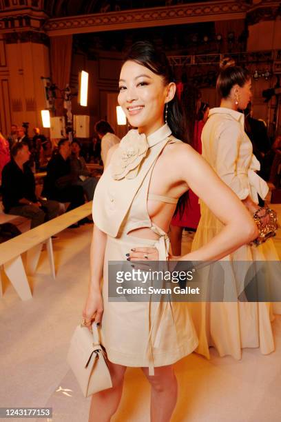 Arden Cho at Carolina Herrera Spring 2023 ready to wear runway show front row at The Plaza Hotel on September 12, 2022 in New York City.