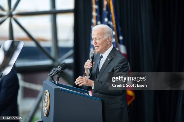 President Joe Biden delivers remarks at the John F. Kennedy Library and Museum on his Cancer Moonshot Initiative on September 12, 2022 in Boston,...