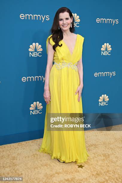 Actress Geena Davis arrives for the 74th Emmy Awards at the Microsoft Theater in Los Angeles, California, on September 12, 2022.