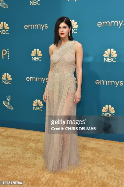 Actress Alexandra Daddario arrives for the 74th Emmy Awards at the Microsoft Theater in Los Angeles, California, on September 12, 2022.