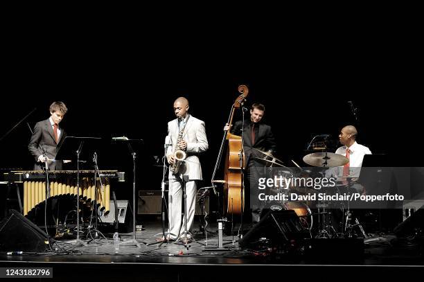 British jazz group Empirical perform live on stage at The Barbican in London on 20th November 2008. Band members are Nathaniel Facey on sax, Shaney...