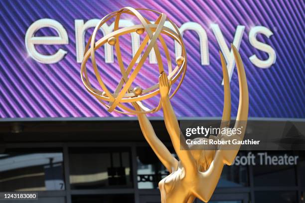 September 12, 2022 - A replica of an Emmy statuette sits on display at the 74th Primetime Emmy Awards at the Microsoft Theater on Monday, September...