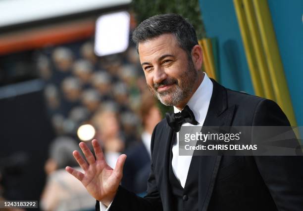 Talk show host Jimmy Kimmel arrives for the 74th Emmy Awards at the Microsoft Theater in Los Angeles, California, on September 12, 2022.