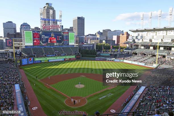 File photo taken on Sept. 12 shows Progressive Field, the home stadium of the Major League Baseball's Cleveland Guardians in Cleveland, Ohio.