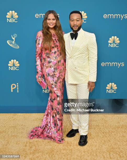 Chrissy Teigen and John Legend at the 74th Primetime Emmy Awards held at Microsoft Theater on September 12, 2022 in Los Angeles, California.