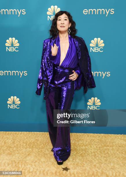 Sandra Oh at the 74th Primetime Emmy Awards held at Microsoft Theater on September 12, 2022 in Los Angeles, California.