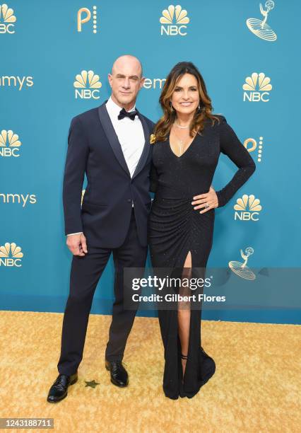 Christopher Meloni and Mariska Hargitay at the 74th Primetime Emmy Awards held at Microsoft Theater on September 12, 2022 in Los Angeles, California.