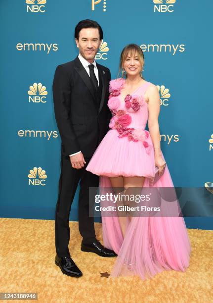 Tom Pelphrey and Kaley Cuoco at the 74th Primetime Emmy Awards held at Microsoft Theater on September 12, 2022 in Los Angeles, California.