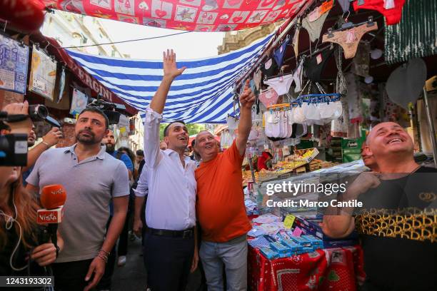 The political leader of the Civic Engagement, Luigi Di Maio, during the electoral tour in Naples, in the Sanità district, for the Italian political...